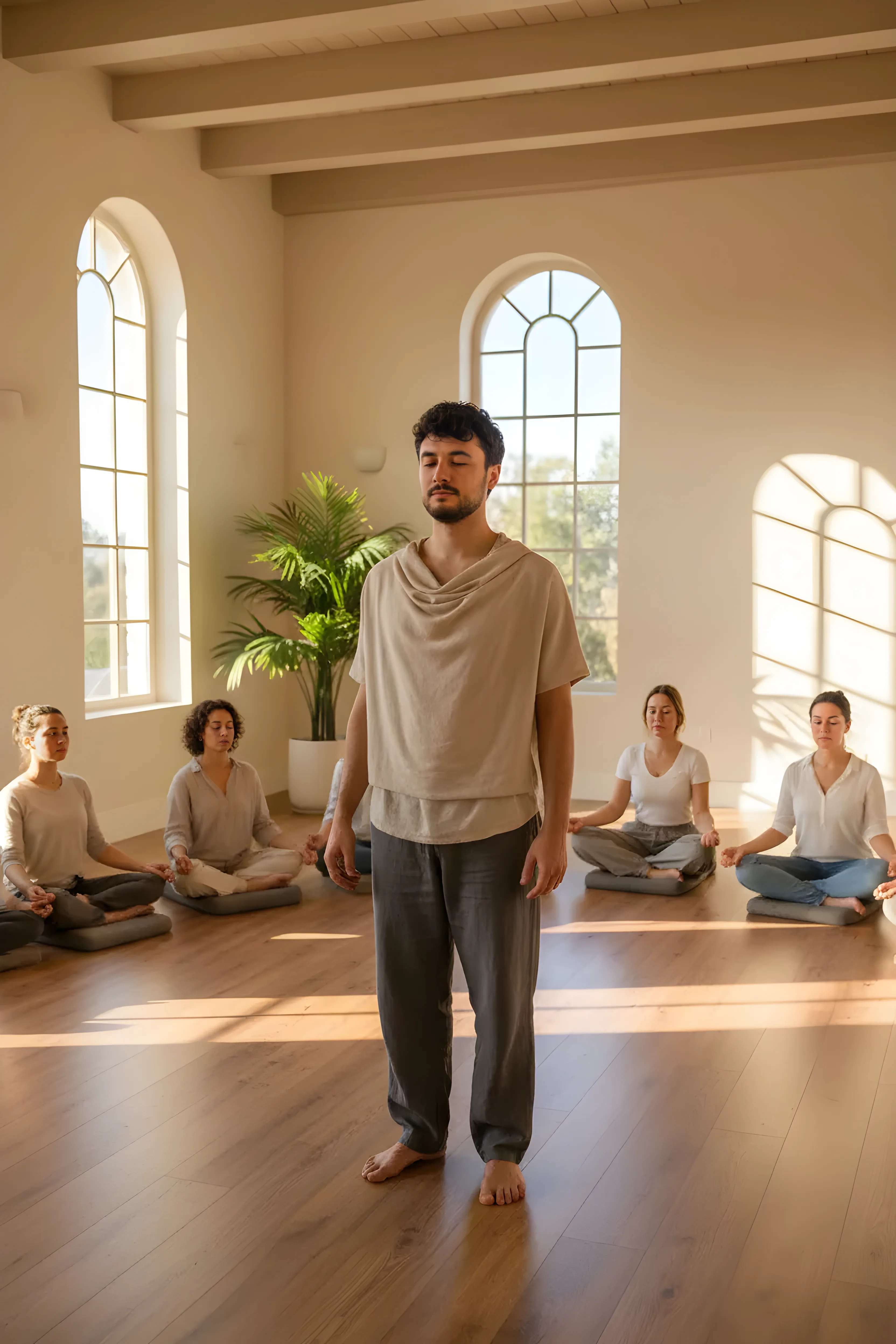 Teaching meditation at a retreat